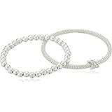 Nine West Silver-Tone 2 Row Stretch Bracelet
