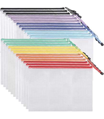 Toplive A4 A5 A6 Dossier de portefeuilles zippés en plastique, 15