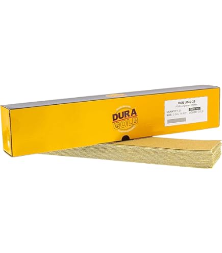 Karebac Longboard-Schleifblätter, Körnung 40, 6,9 X 40,6 Cm – 50 Stück, Gold-Aluminiumoxid