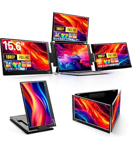 Amazon.co.jp: 15.6インチ トリプルモニター 金属ボディ マルチ