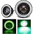 Kstyle グリーン 2.5 LED フォグランプ 汎用 イカリング 付き 30w 高性能 COB 防水 左右 2個 セット (2.5インチ-64mm)