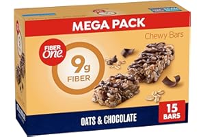 Fiber One Chewy Bars, Oats and Chocolate, Fiber Snacks, Mega Pack, 15 Ct, 21.2 oz