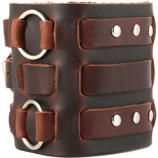 Amazon | HZMAN ワイドカフラップ ゴシックリストバンド パンクロック