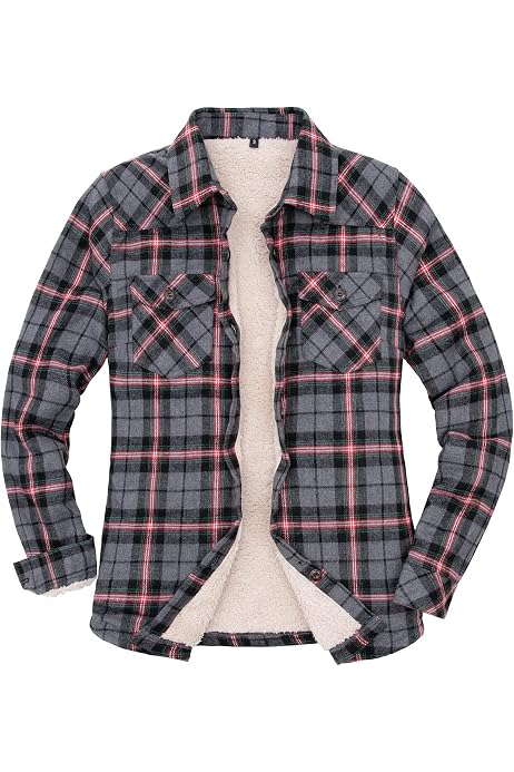 Sherpa Fleece Lined Plaid Shirt Jacket 
