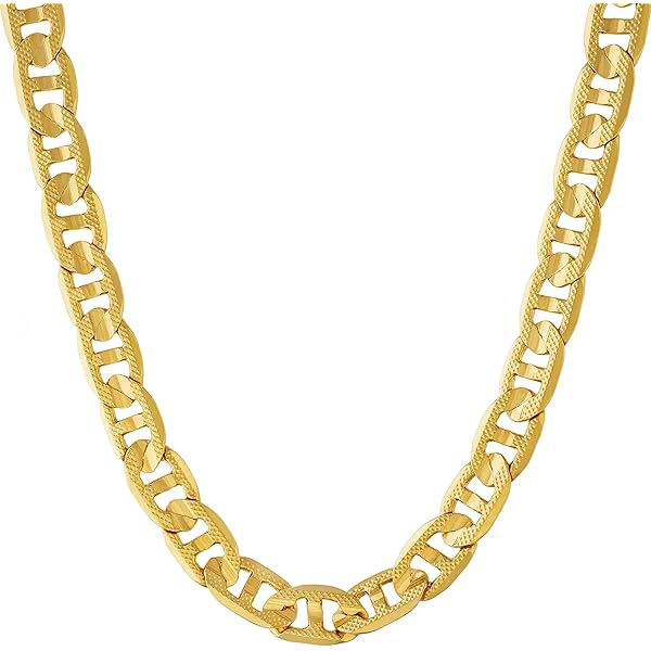 Amazon | kelistom 14Kホワイトゴールドメッキ 7mm キューバリンク