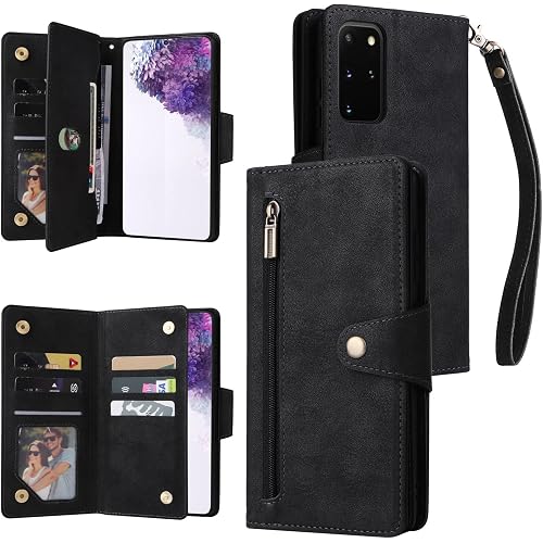 YocoverTech for Samsung S20 Ultra Case,for Galaxy S20 Ultra 5G Wallet Case[6 Card Slots and 1 Zipper Coin Pocket] PU Leather 
