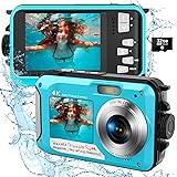 4K デジカメ 防水 水中カメラ 防水カメラ 3M防水 ケース不要 デュアルスクリーン 自撮可能 操作簡単 防水 軽量 コンパクト1250mAhバッテリー(BLUE)