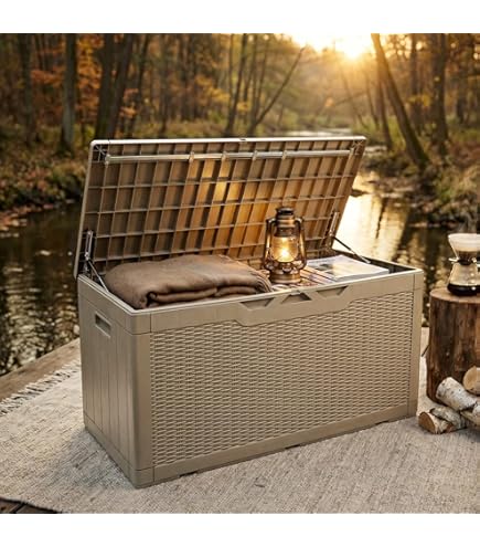 Amazon | 物置 収納庫 屋外 防水 耐候 380L大容量 幅123*奥行57*高さ