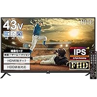 テレビ 43インチ 液晶テレビ 43型 フルハイビジョン 東芝ボード搭載 IPSパネル 番組録画対応 外付けHDD対応 ダブルチューナー irie アイリー 日本メーカー FFF-TV2K43WBK2 2023年モデル