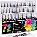 VACNITE 水彩毛筆 カラー筆ペン 72色セット 水性筆ペン 水彩ペン 絵描き 塗り絵 アートマーカー 美術用 事務用 画材 子供用画材 収納ケース付き