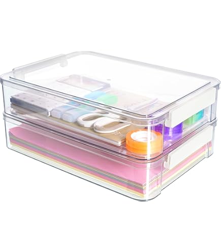 Clear A4 Paper Storage Box With Lids, Plastic A4 File Storage Bins, Magazine File Box, Stackable A4 Container File Holder Portable Project Case Bins, Desk Organizer For Invoice Document Stationery (5