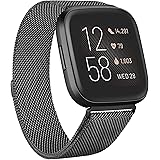 Metal Bands Compatible with Fitbit Versa 2 & Fitbit Versa & Fitbit Versa Lite Edition Band, Stainless Steel Loop Metal Mesh R