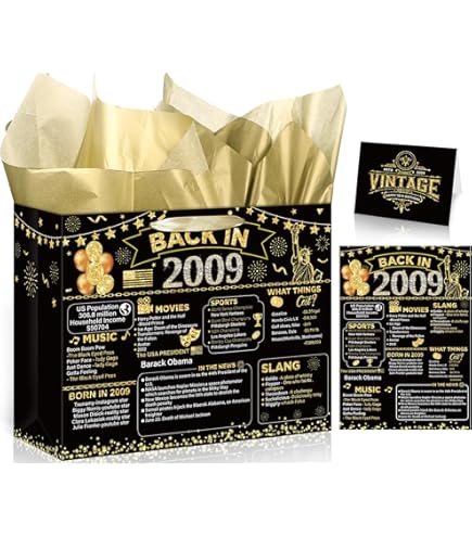 Aazon.co: 18th Birthday Gift Bag With Card Envelope Sticker Bow Ribbon And Tissue Papers For - View #3