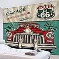 LB タペストリー おしゃれ 壁掛け 風景 アメリカ レトロ（サイズ：150ｘ100cm） アメリカフラッグ ヴィンテージ風 車 インテリア 多機能 ホーム装飾 部屋 窓 個性ギフト 布 ポスター