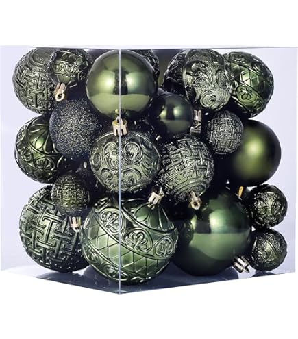 Amazon.co.jp: クリスマスボールオーナメント ダークグリーン