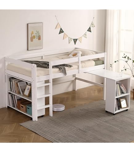 Amazon｜Chic ZONE システムベッド 木製ロフトベッド 本棚 机