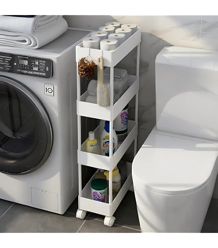 Amazon｜【国産】eco家具 水ハネに強いキッチンすき間収納庫 引き出し4