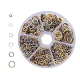 BLOOPIC 丸カン ジャンプリング 金具セット 約970個入り 4mm 5mm 6mm 7mm 8mm 10mm アクセサリーパーツ ジュエリーDIY 手芸用品 クラフト ハンドメイド 基礎パーツ 収納ケース付き（ミックスカラー）