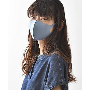 パステルマスク 洗って使える3Dデザインマスク3枚入りスモールサイズ 男女兼用 サックスセット 冷感 UV加工 抗菌防臭 ストレッチ