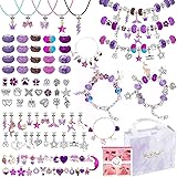 162 Pcs Charm Bracelets Kit, Necomi Jewellery Making Kit with Beads, Purple Fantasy Charm Style, Bracelet Making Kit for DIY 