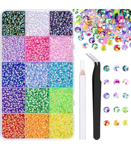 Xbemkste Hars Jelly Steentjes Bedazzling Kit 24 Kleuren 24000 Stks Met B7000 Lijm - Voor Nagelart, DIY En Crafting