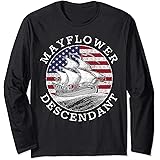 メイフラワー子孫米国旗の不良 長袖Tシャツ