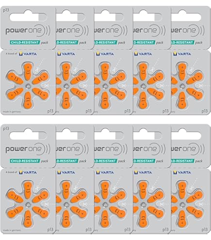 Amazon.co.jp: Hearclear ヒアークリアー 補聴器電池 橙 P13 PR48 60個