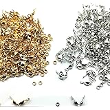 【BEAUTY PLAYER】ボールチップ カシメ玉（つぶし玉）付き 約8mm 玉約2mm ヒモ留め 約200組 ゴールド/シルバー 各100組 ハンドメイド アクセサリー パーツ ビーズ 手芸材料 ジュエリー DIY用
