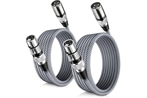 Elebase XLR Microphone Cable 2M 2Pack,XLR Male to XLR Female Mic Cord,3-pin Balanced Shielded Cables Wire,for Amplifier Mixer,Recording Studio,Speaker Systems,Foot,FT