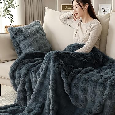 ⭐️毛布 ひざ掛け あったか ブランケット ネイビー MODERN DECO 毛布 ブランケット ダブル 180×200cm 保温性アップ