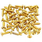 Musiclily ギターベース用3x12mmピックガード取り付け用ネジ、ゴールド（50個）
