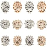 PH PandaHall 12 Sets 3 Style Filigree Box Clasps Brass Necklace Layering Clasp Multi-Strand Rectangle Jewelry Clasps for DIY 