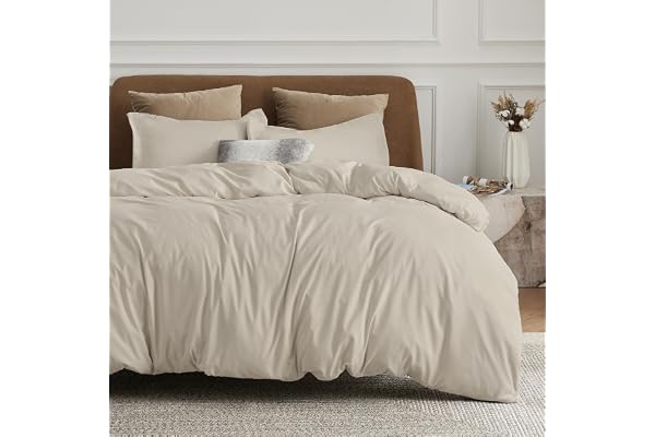 Bedsure Bedsure Quilt Cover Queen - 3 Pcs Double Brushed Bedding Set Linen | Extra Soft, Microfiber, Zipper Closure, Suitable for Kids & Adults, No Comforter Included