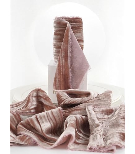 MEEDEE Taupe Crinkle Velvet Silk Ribbon - 2" Wide, 2 Rolls (4 Yards Total) - Frayed Edge For Gift Wrapping & Decor - View #2