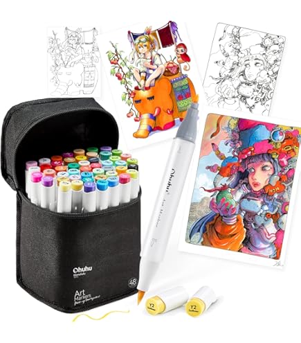 Amazon | Ohuhu マーカーペン 筆タイプ 80色 プロ愛用 サンリオxOhuhu