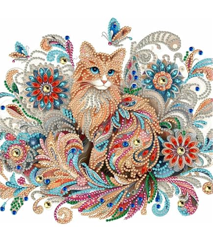 Amazon.co.jp: LEADINTOP ダイヤモンドアート 不規則ビーズ 猫