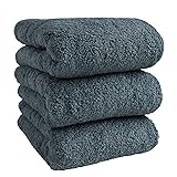 【Amazon限定ブランド】sensui Ko 最高級超長綿 日本製 フェイスタオル 3枚セット 瞬間吸水 抗菌防臭 毛羽レス 速乾 なめらか 高級綿 ふかふか 甘撚り 大阪泉州タオル シャドウブルー