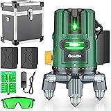 Seesii レーザー墨出し器 5ライン 水平器レーザー グリーンレーザー 墨出し器 5線6点 レーザーレベル 三脚 屋外 4方向大矩照射 小型 墨出しレーザー 自動補正 高輝度 大容量バッテリー2個付き IP54防水防塵 建設 建築 日本語説明書