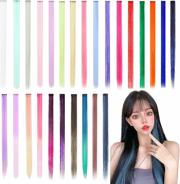 FESHFEN One-Touch Extensions, Color Extensions, Hair Extension, Point Wig, Long, Clip-in, Set of 6, Single Color (Orange) - 1