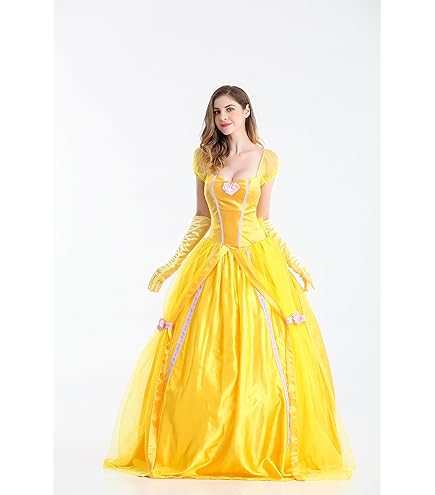 Amazon.co.jp: 美女と野獣 ベル黄色 ドレス Dハロ 仮装 コスプレ 大人