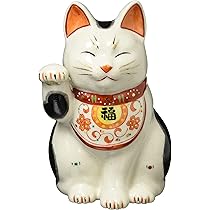 万福唐草 招き猫　ペア 陶彩万福唐草招き猫(左手上げ・中) – 中外陶園オンラインストア