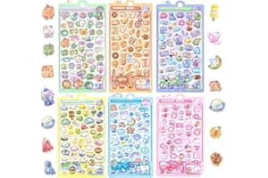 ステッカー 【6枚セット】ぷくぷく シール 立体 ごほうびシール 丸っこくて 可愛い デコシール 女の子 貼り付け可能 手芸用品 携帯電話飾り/DIY/手帳用 贈り物向け