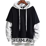 Amazon パーカー メンズ 秋服 長袖 プルオーバー かっこいい トレーナー フード付き Tシャツ アシンメトリー 服 ゆったり おおきいサイズ トップス ストリート おしゃれ 秋 冬 春 トレーナー パーカー 通販