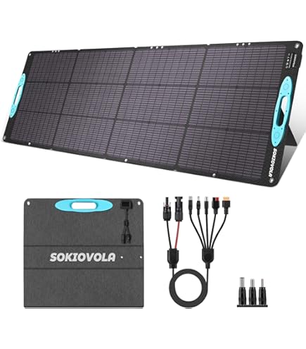 Amazon | SOKIOVOLA 200W ポータブルソーラーパネル 折りたたみ式