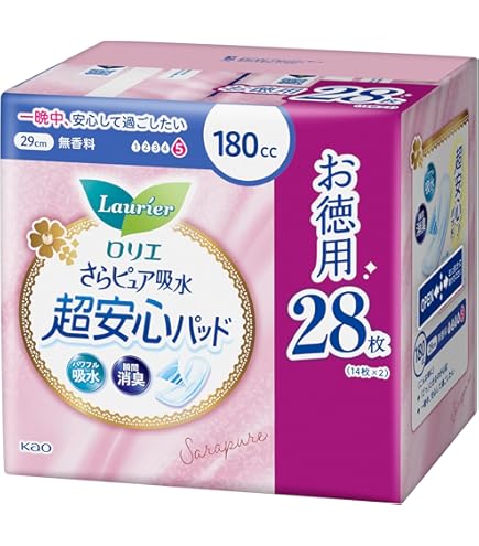 Amazon.co.jp: ナチュラ 吸水パッド 33cm 180㏄ 夜つけて朝あんしん 66