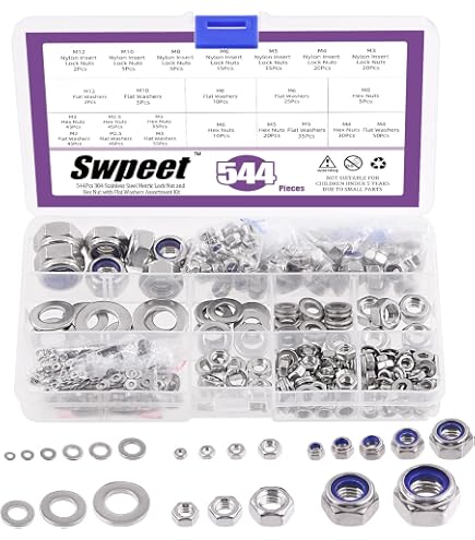 VictorsHome M3 X 0.5mm Nylon Insert Locknuts – Carbon Steel, Black Zinc, 50 Pack