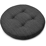 Shinnwa ラウンドスツール クッション 座布団 直径30cm*3cm厚み 丸型チェアパッド 子ども用スツールカバー バースツール クッションカバー マジックテープ式 滑り止めシート付き ブラック グレー