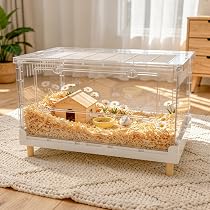 Amazon | Yulezen 折りたたみ式アクリル透明ハムスターケージ、小動物 Amazon | Yulezen 折りたたみ式アクリル透明ハムスターケージ、小動物