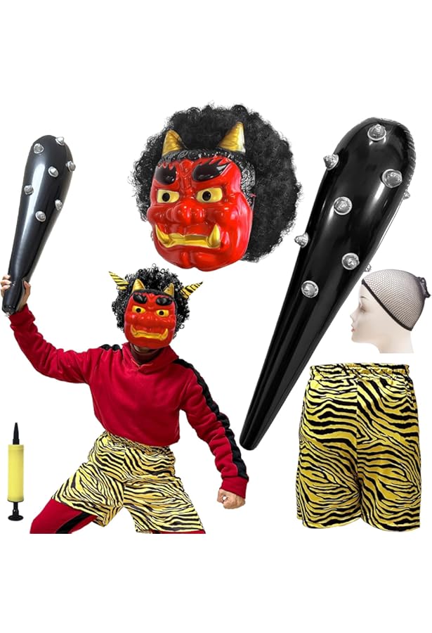 鬼の装　10点セット Amazon.co.jp: [GOKEI] 鬼 おに 節分 5点セット お面 鬼のパンツ