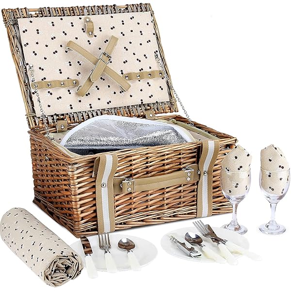 2 person picnic basket with blanket